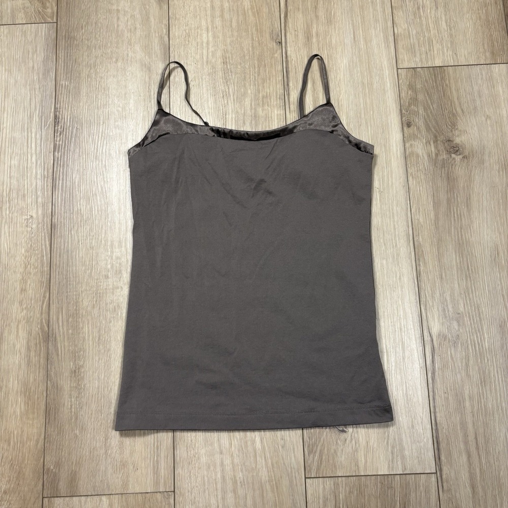 Banana Republic Camisole Womens Small Satin Trim Sleeveless‎ Cami Brown NWOT